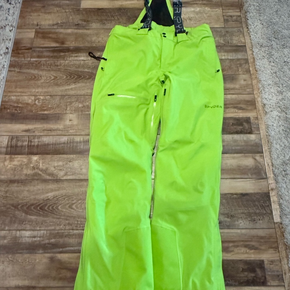 Spyder Men’s Insulated Ski Bib Pants – XL Regular – Neon Green